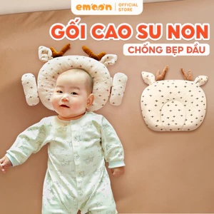 Gối cao su non cho bé EMOON chống bị bẹp đầu sơ sinh giúp định hình đầu,chất liệu êm ái thấm hút mồ hôi giúp bé ngủ ngon