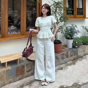 Quần jeans trắng dài basic ống rộng phong cách đơn giản #6222 HAVANA QJ277