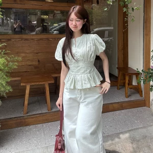 Áo babydoll LUNA hoa nhí đai bảng phối dây buộc eo AO905