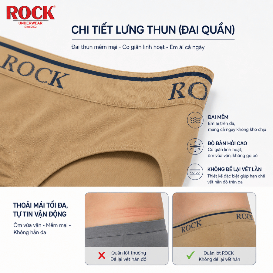 [Combo 3] Quần Lót Nam ROCK SEAMLESS QA502 Cao Cấp Không Đường May  Co Giãn Tốt, Quần Lót Nam Tam Giác Cao Cấp Thoái Mái