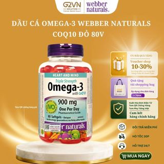 [HÀNG CÔNG TY] Dầu cá Triple Strength Omega 3  DHA/EPA & CoQ10 100mg Webber Natural Canada hộp 80v