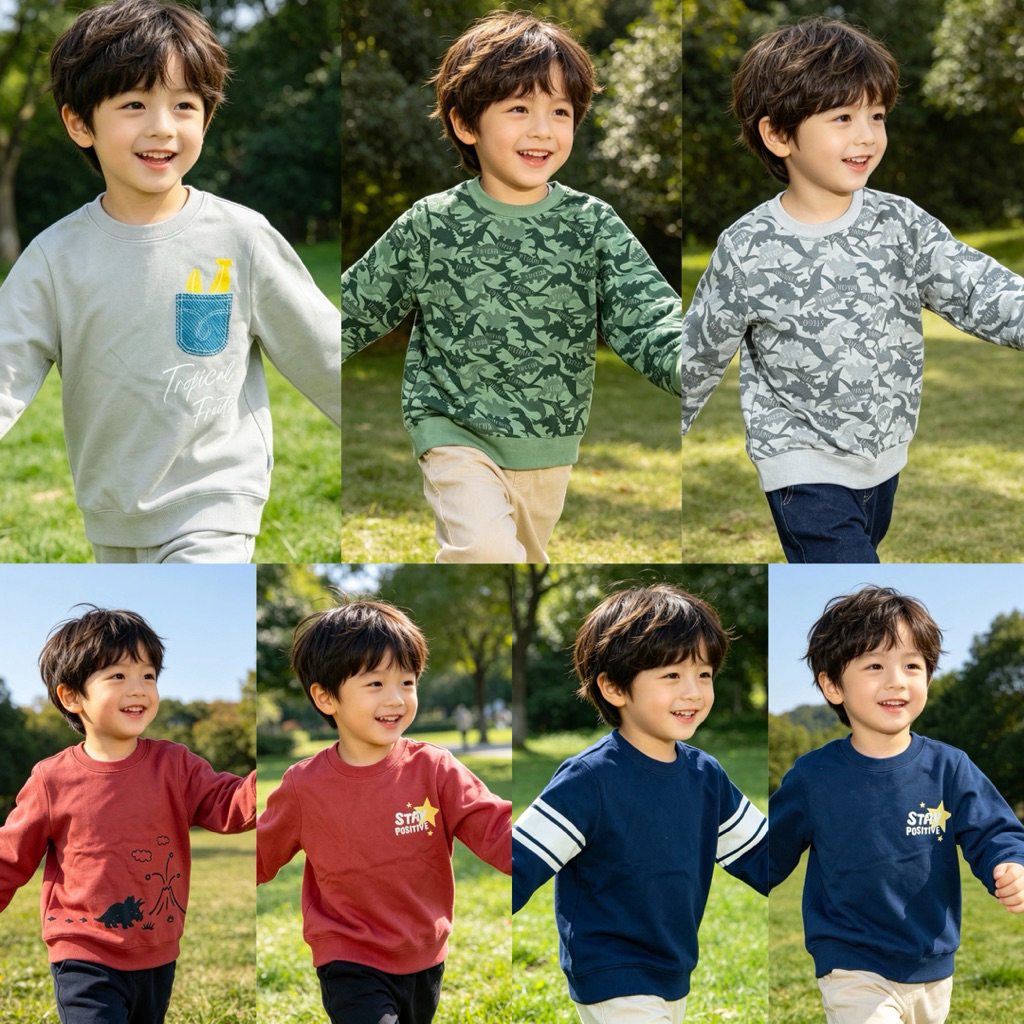 Áo Nỉ Dài Tay Bé Trai Chất Lượng C4422 Nhiều Màu Size 4-6Y (15-26kg) – Áo Thu Đông Trẻ Em