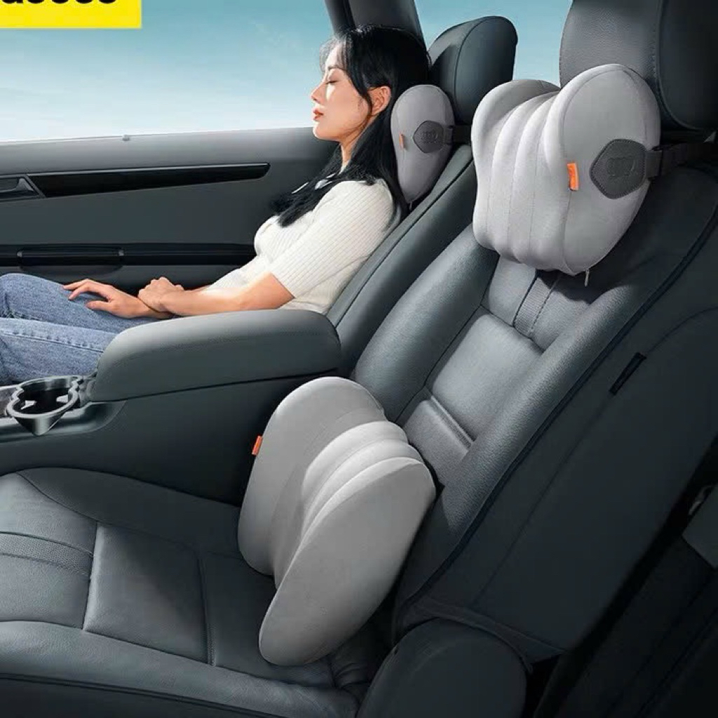 Combo gối cao su non tựa đầu & tựa lưng hãng BAY SỚT dành cho ô tô & ghế làm việc
