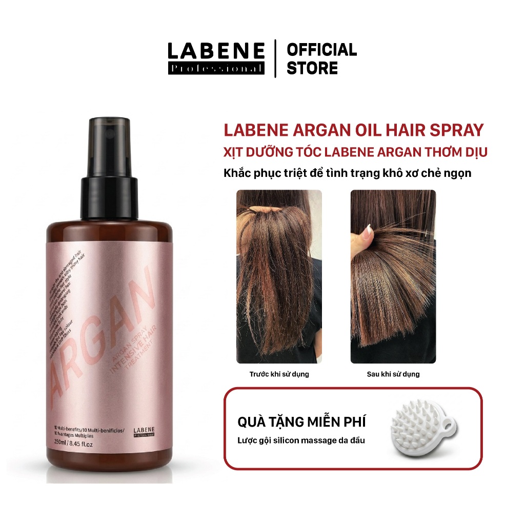 Xịt dưỡng tóc LABENE ARGAN OIL SPRAY 250ml chống xơ rối chẻ ngọn