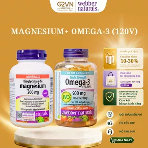 Magnesium Bisglycinate 200mg và Omega-3 900mg Triple Strength Webber Naturals