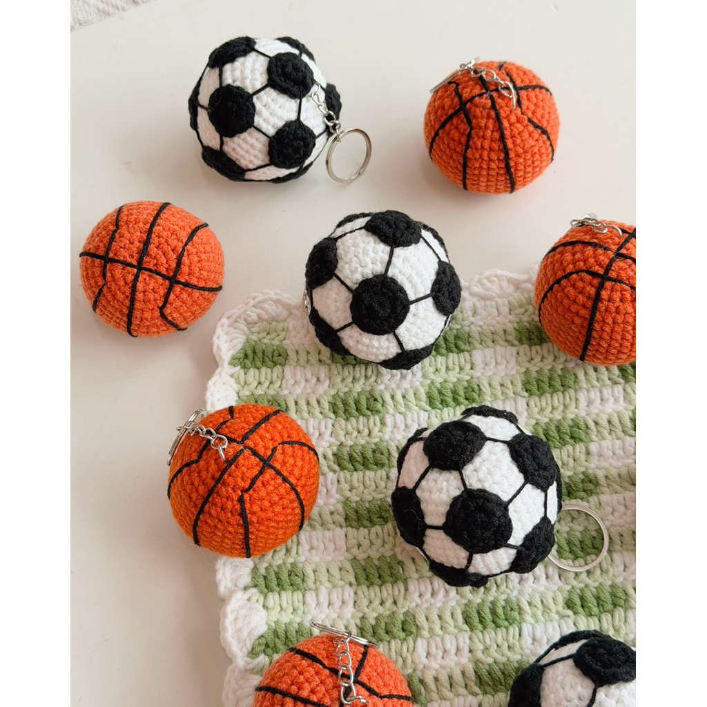 Móc Khoá Len Thể Thao Tổng Hợp Bóng Đá Bầu Dục Bóng Rổ Bóng Chuyền Cúp Worldcup Football Dễ Thương Handmade