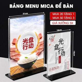 (Xuất hoá đơn GTGT) Bảng Mica để bàn, Bảng mica trong suốt A4, A5, A6, Bảng menu, Bảng QR
