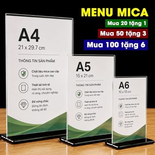 Standee mica, Bảng menu mica trong suốt 2 mặt - Đa dạng kích thước - Loại dày - Lỗi 1 đổi 1