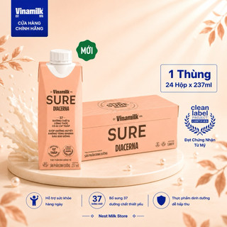 Sữa Pha Sẵn Cho Người Tiểu Đường Vinamilk Sure Diacerna 237ml - Thùng 24 Hộp