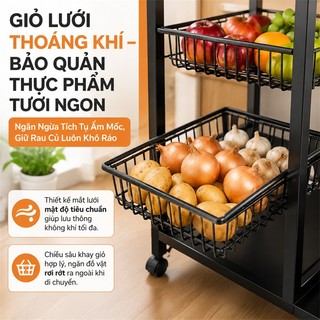 Kệ Để Đồ Nhà Bếp Kệ Đựng Đồ Nhiều Tầng 【100% sắt 】Kệ bếp Có thể chịu được 500kg