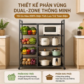 Kệ Để Đồ Nhà Bếp Kệ Đựng Đồ Nhiều Tầng 【100% sắt 】Kệ bếp Có thể chịu được 500kg