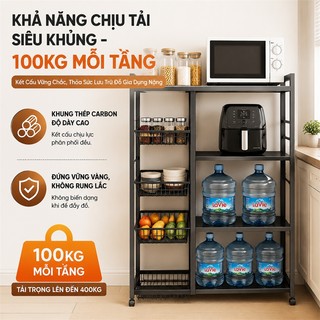 Kệ Để Đồ Nhà Bếp Kệ Đựng Đồ Nhiều Tầng 【100% sắt 】Kệ bếp Có thể chịu được 500kg