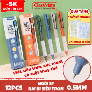 Combo Bút Gel Vintage Siêu Trơn Ngòi ST 0.5mm Classmate Viết Cực Mượt, Bút Không Tắc Mực, Đệm Tay Mềm