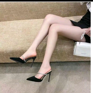 Bigsize 35-41 Giầy Sục cao gót mũi nhọn phối dây đá chéo chất da mềm mịn có gót vuông và gót nhọn cao 5p-9p Mã B22