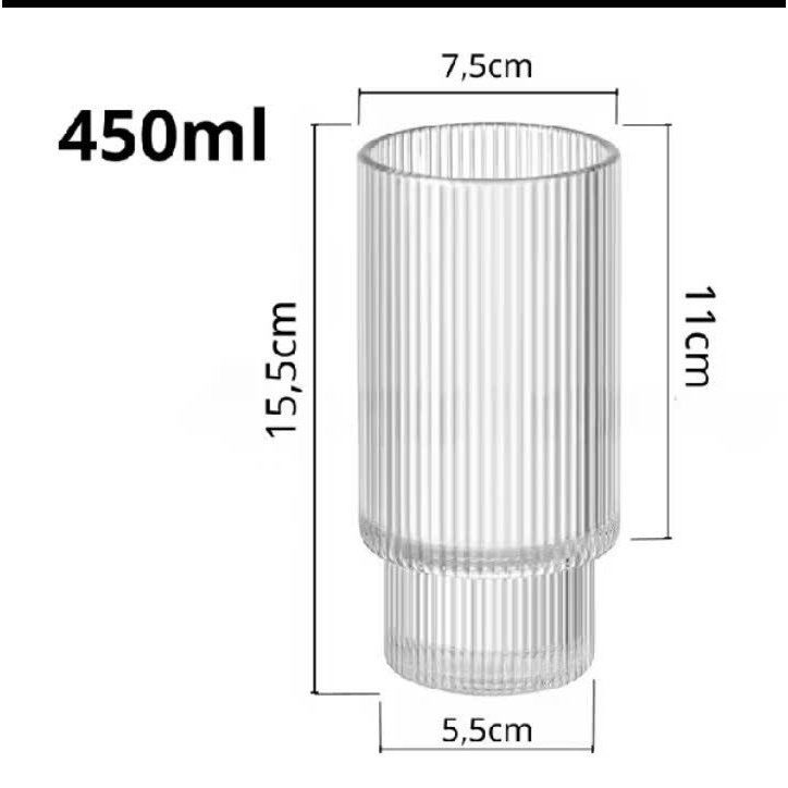 Bộ 6 LY Cốc Thuỷ Tinh Chịu Nhiệt Eo Sọc 2 Tầng