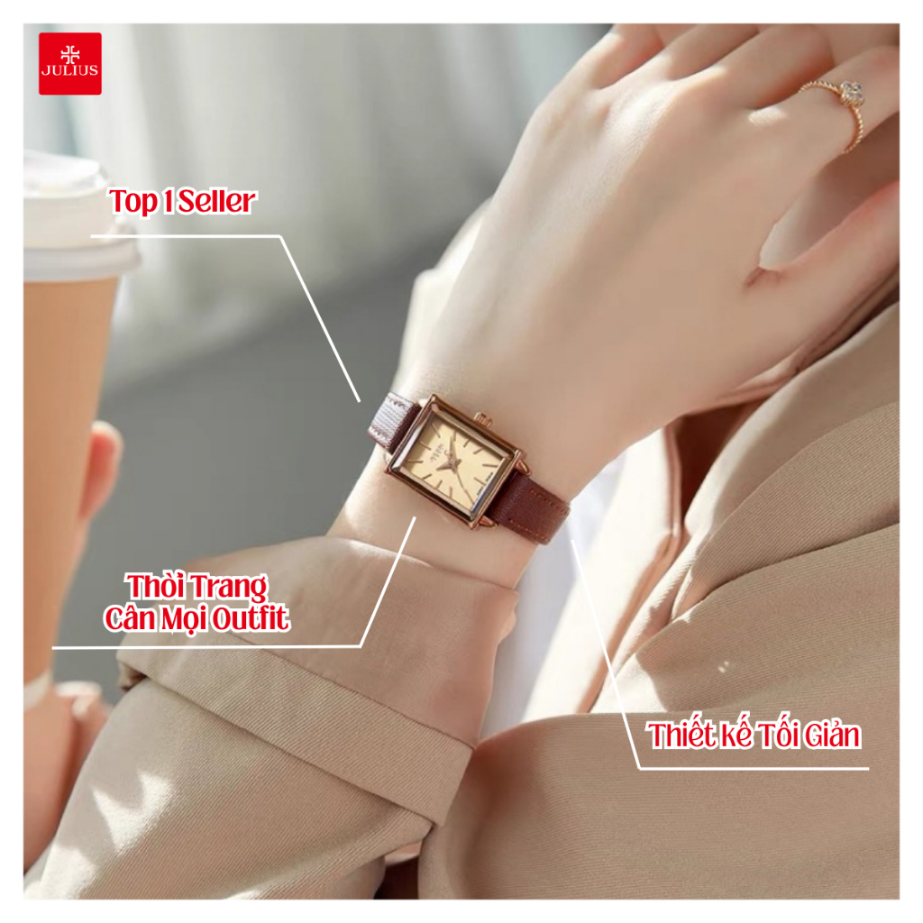 Đồng hồ nữ Julius Hàn Quốc JA-787 dây da