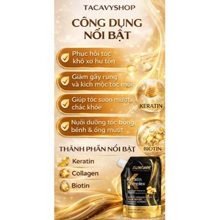 Kem Ủ Tóc Bunchar Keratin Collagen 500ml Phục Hồi Hư Tổn Giúp Tóc Suôn Mượt Bóng Khỏe Lưu Hương 72H