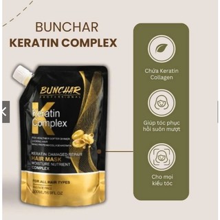 Kem Ủ Tóc Bunchar Keratin Collagen 500ml Phục Hồi Hư Tổn Giúp Tóc Suôn Mượt Bóng Khỏe Lưu Hương 72H