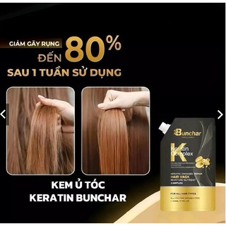 Kem Ủ Tóc Bunchar Keratin Collagen 500ml Phục Hồi Hư Tổn Giúp Tóc Suôn Mượt Bóng Khỏe Lưu Hương 72H