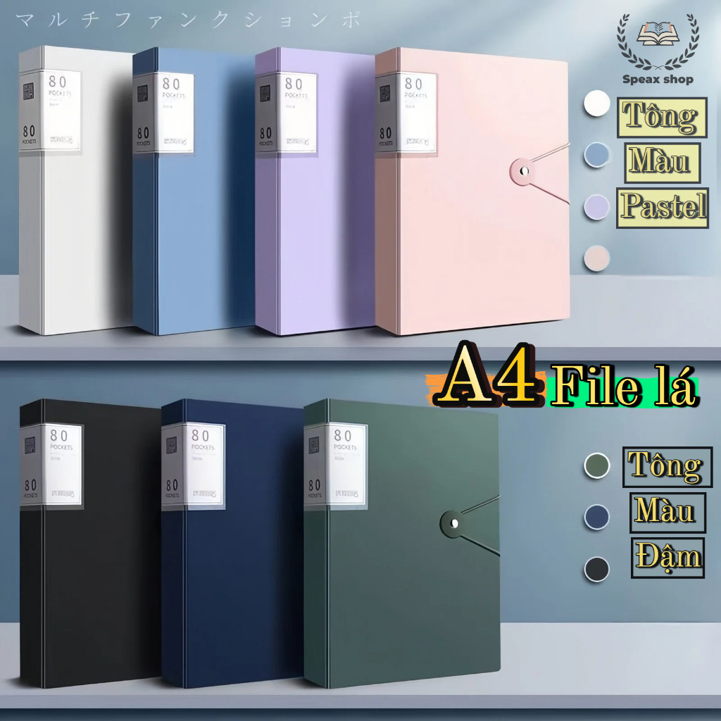 File Tài Liệu A4 30/40/60 Ngăn – Display Book PP Dày 0.7mm, Dây Cột, 2 Mặt Đựng Giấy, Chống Rơi Rớt, Gọn Gàng