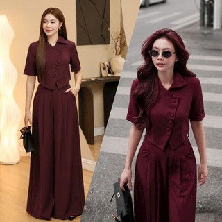 Set bộ dạo phố, công sở áo croptop quần suông