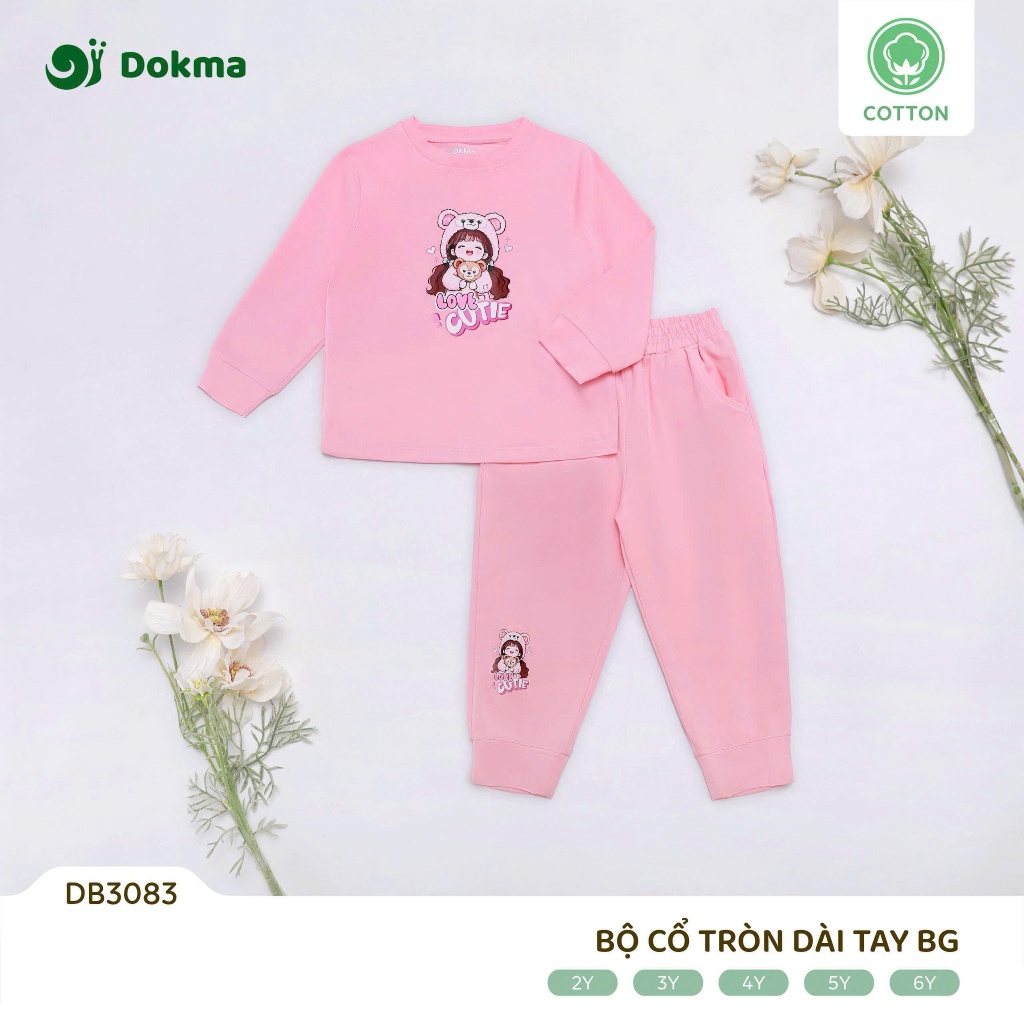 (11-25kg, 2-6Y) Bộ Dài Tay Bo Gấu Dokma Bé Gái DB2425 DB3083 DB3086 DB3082