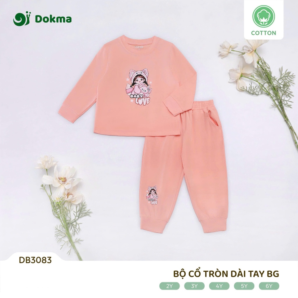 (11-22kg, 2-6Y) Bộ Cổ Tròn Dài Tay Bo Cách Điệu Cho Bé Gái DB3803 DB3086