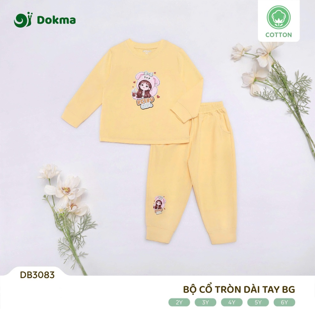 (11-22kg, 2-6Y) Bộ Cổ Tròn Dài Tay Bo Cách Điệu Cho Bé Gái DB3803 DB3086
