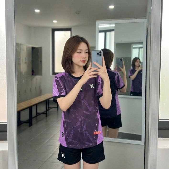 Bộ quần áo bóng đá POU WER TÍM in tên số theo yêu cầu-Áo bóng đá,đồ đá banh chất liệu thun, mè