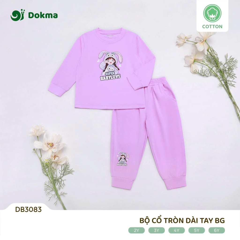 (11-22kg, 2-6Y) Bộ Cổ Tròn Dài Tay Cotton Dokma Cho Bé DB3083 DB3086 DB3082