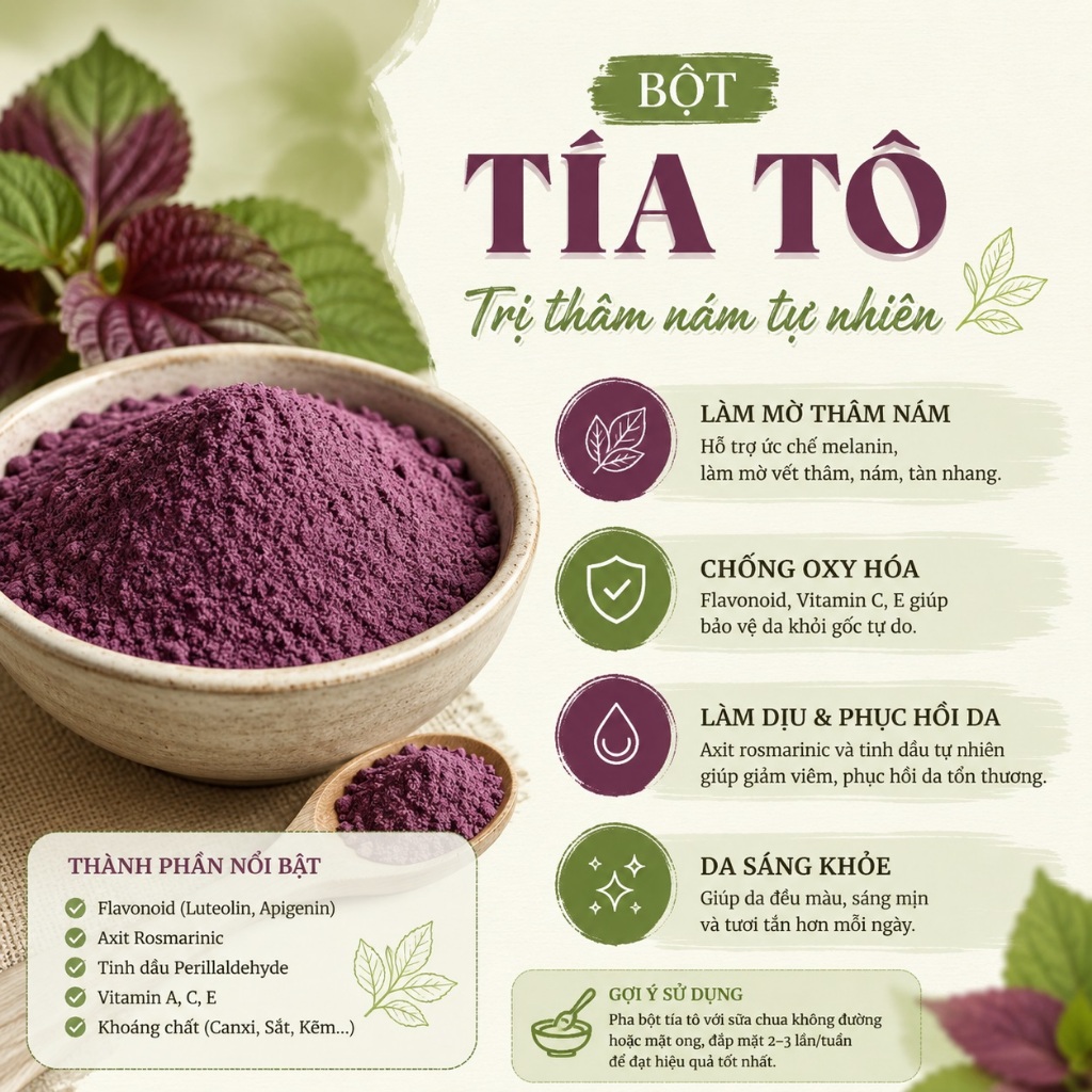Bột Tía Tô Sấy Lạnh Đắp Mặt Làm Đẹp RACUQUA 75g Tiện Lợi