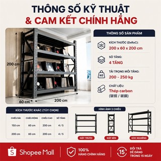 【Chịu lực lên đến 800kg】Kệ Sắt Đa Năng Tấm dày và chắc chắn Kệ hàng 3-4 tầng Thích hợp để lưu trữ các vật dụng nặng