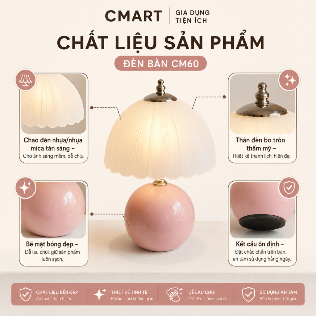 𝐂𝐌𝐀𝐑𝐓.𝐆𝐢𝐚 𝐝𝐮̣𝐧𝐠 Đèn ngủ Vintage Trang trí phòng ngủ decor phòng khách CM60 | BigBuy360 - bigbuy360.vn