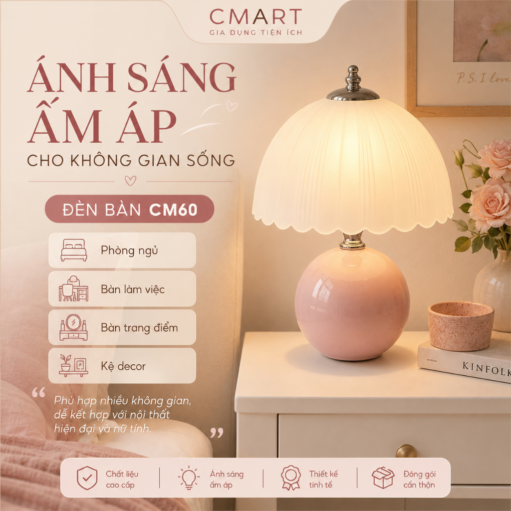 𝐂𝐌𝐀𝐑𝐓.𝐆𝐢𝐚 𝐝𝐮̣𝐧𝐠 Đèn ngủ Vintage Trang trí phòng ngủ decor phòng khách CM60 | BigBuy360 - bigbuy360.vn