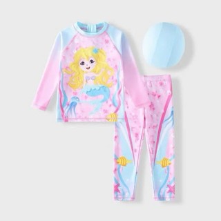 Bk64 Đồ bơi bé gái dài tay size 10-38kg phôi màu xinh xắn, bikini bé gái 2 mảnh kèm mũ