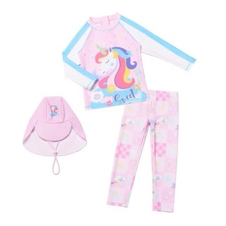 Bk64 Đồ bơi bé gái dài tay size 10-38kg phôi màu xinh xắn, bikini bé gái 2 mảnh kèm mũ