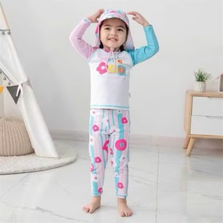 Bk64 Đồ bơi bé gái dài tay size 10-38kg phôi màu xinh xắn, bikini bé gái 2 mảnh kèm mũ