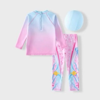 Bk64 Đồ bơi bé gái dài tay size 10-38kg phôi màu xinh xắn, bikini bé gái 2 mảnh kèm mũ