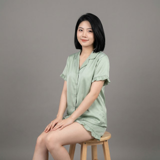 Pijama Nữ Lụa Cước Ánh Kim Cổ Vest Tay Ngắn Quần Short Bèo Nhún Mặc Nhà Cao Cấp [NP C007]