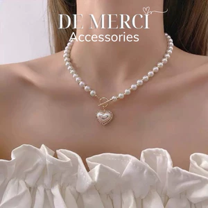 Dây chuyền trái tim kết hợp ngọc trai De Merci Accessories