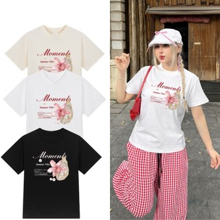 Áo BabyTee- HOA & NGỌC TRAI - Premium Cotton Sợi Đôi 250gsm - 2 Chiều Cổ Tròn