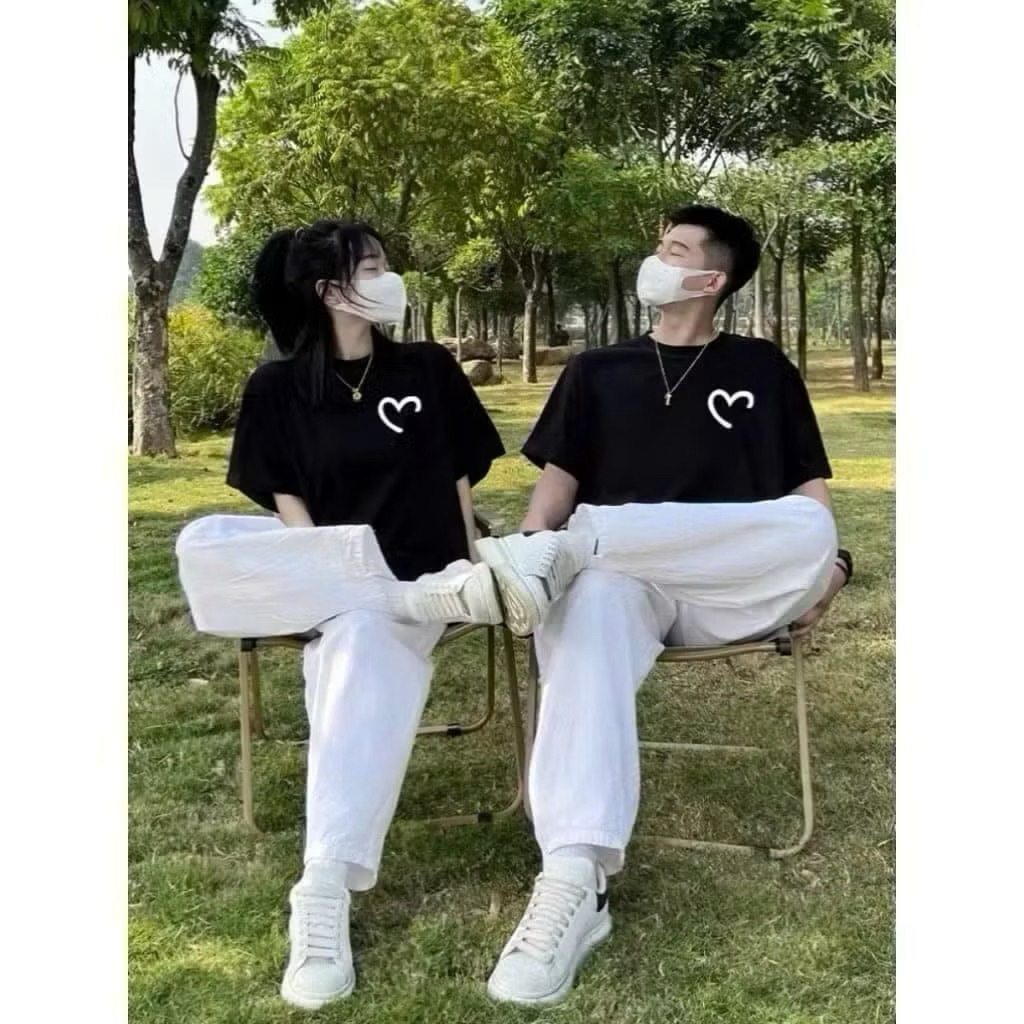 Áo Đôi nam nữ 100% cotton định lượng 260gsm mềm mại - Áo tim.
