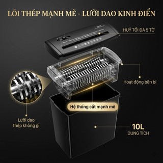 Máy Hủy Tài Liệu Cao Cấp 10L - Hủy Giấy, Thẻ CD - Cho Văn Phòng & Công Ty