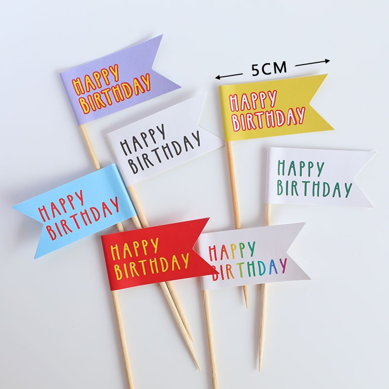 Combo 10 Set Cắm Giấy Hình Mũ, Hình Lá Cờ Trang Trí Bánh Kem - Phụ Kiện Bánh Sinh Nhật DUHA 077