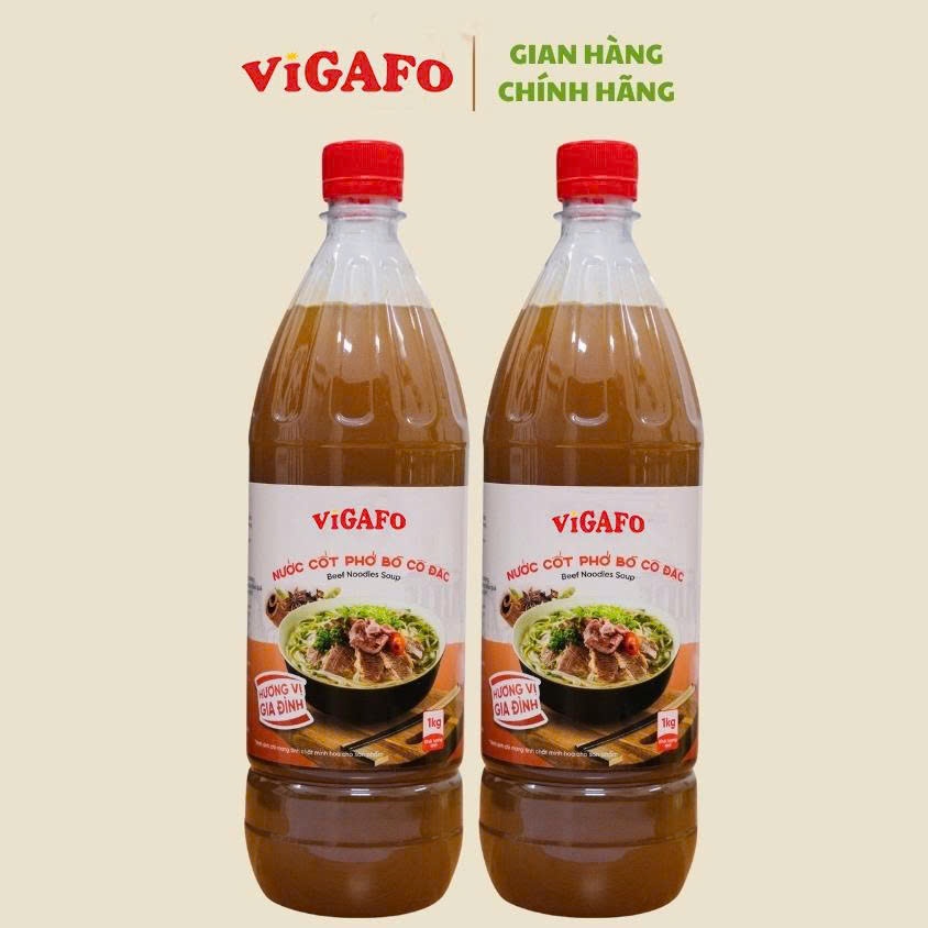Combo 2 chai nước cốt Phở Bò VIGAFO 1kg cho bữa ăn ngon tại nhà