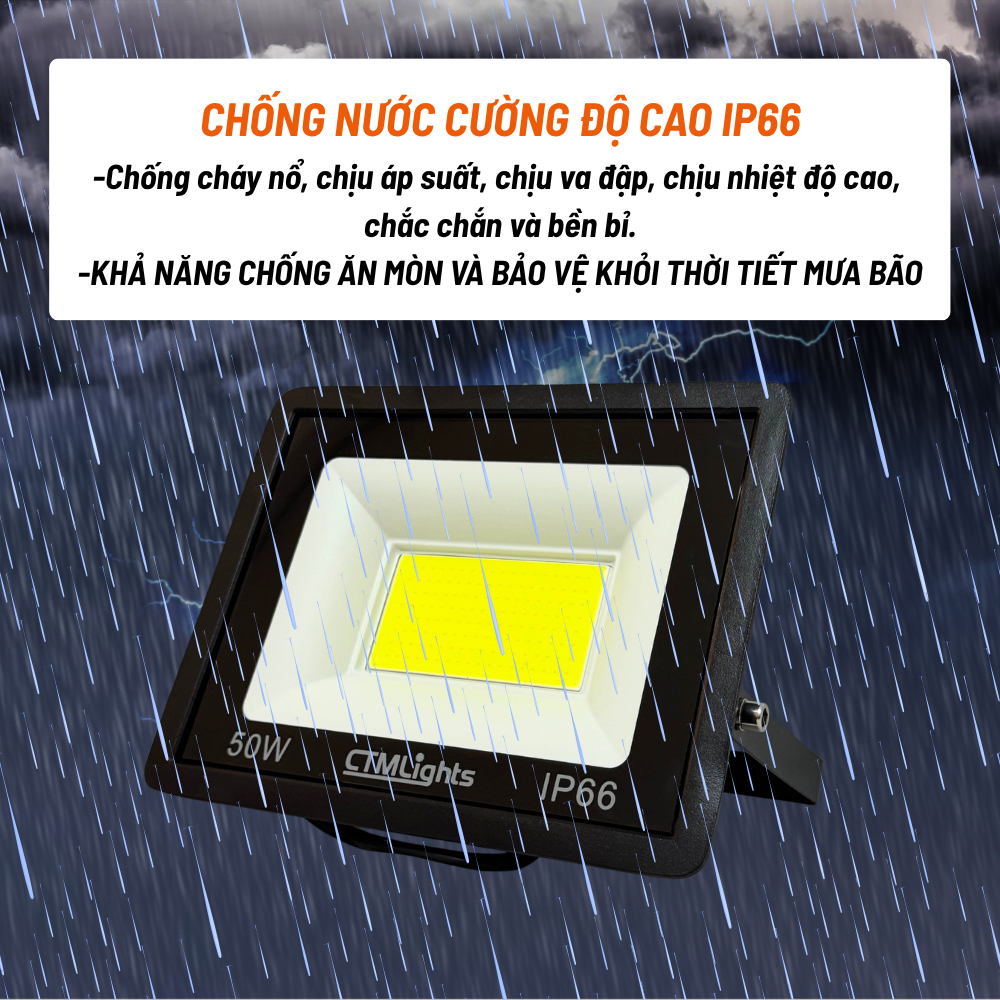 Đèn Pha Led Siêu Sáng CTMLights, Đèn Led COB 30W 50W 100W Ngoài Trời IP66 Rọi Biển Hiệu, Sân Vườn