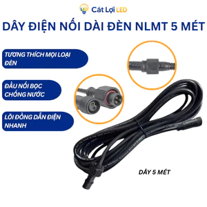 Dây nối đèn năng lượng mặt trời 5M, lõi đồng nguyên chất, vỏ cao su chống nước, chống tia UV