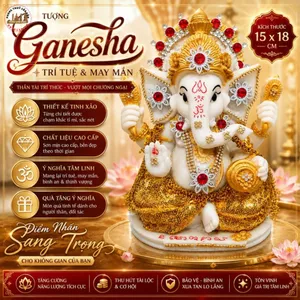 Tượng Decor Ganesha 22cm – Hoàn Thiện Tinh Xảo, Chi Tiết Sắc Nét