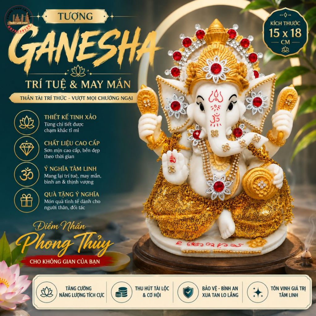 Tượng Decor Voi Ganesha 22cm – Điểm Nhấn Sang Trọng Cho Mọi Không Gian