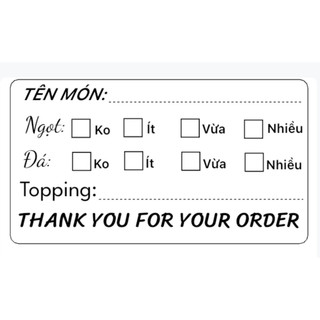 Set 100 tem trà sữa in sẵn size 50mm x 30mm